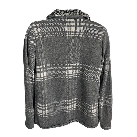 Thread & Supply Sherpa Lined Open Front Oversized Cardigan Gray White Small - Picture 7 of 11